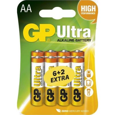 GP Batteries B19218 Alkalická baterie GP Ultra LR6 (AA), 6+2 blistr
