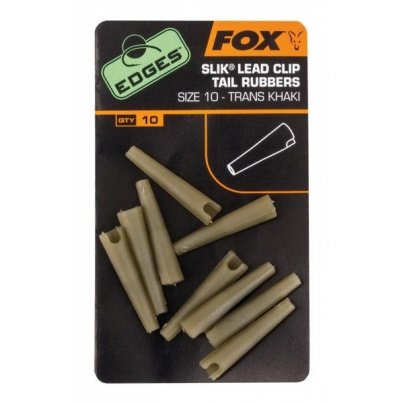 Fox Edges Size 10 Slik Lead Clip Tail rubbers khaki 10ks