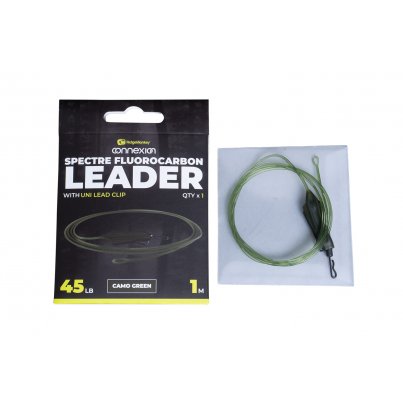 RidgeMonkey Montáže Spectre Fluorocarbon Uni Lead Clip Leader Camo Green 45lb 1m 1ks