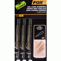 Fox Edges Hotové montáže Camo Submerge Power Grip Lead Clip Kwik Change Kit 40lb 3ks